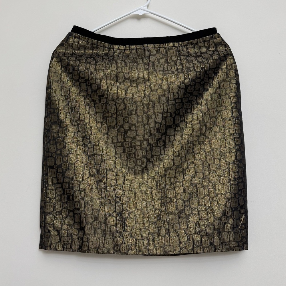 Ann Taylor LOFT Gold and Black Knee-Length Pencil Skirt